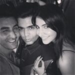 Anushka Sharma Instagram - With 'em boys !! About last night .. budday party with Bira & kjo 💜😁 #OlderButCooler #DefaultExpression #poutyface