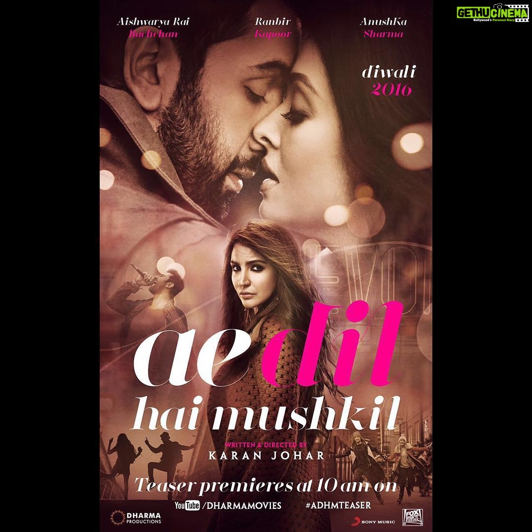 Anushka Sharma Instagram - Are you guys excited for the #ADHMTeaser tomorrow? Presenting the 3rd poster😍 @karanjohar @dharmamovies @foxstarhindi