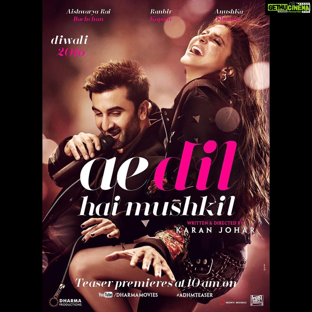 Anushka Sharma Instagram - Here's presenting #Alizeh & #Ayan 👫#AeDilHaiMushkil. @karanjohar @dharmamovies @foxstarhindi #AishwaryaRaiBachchan