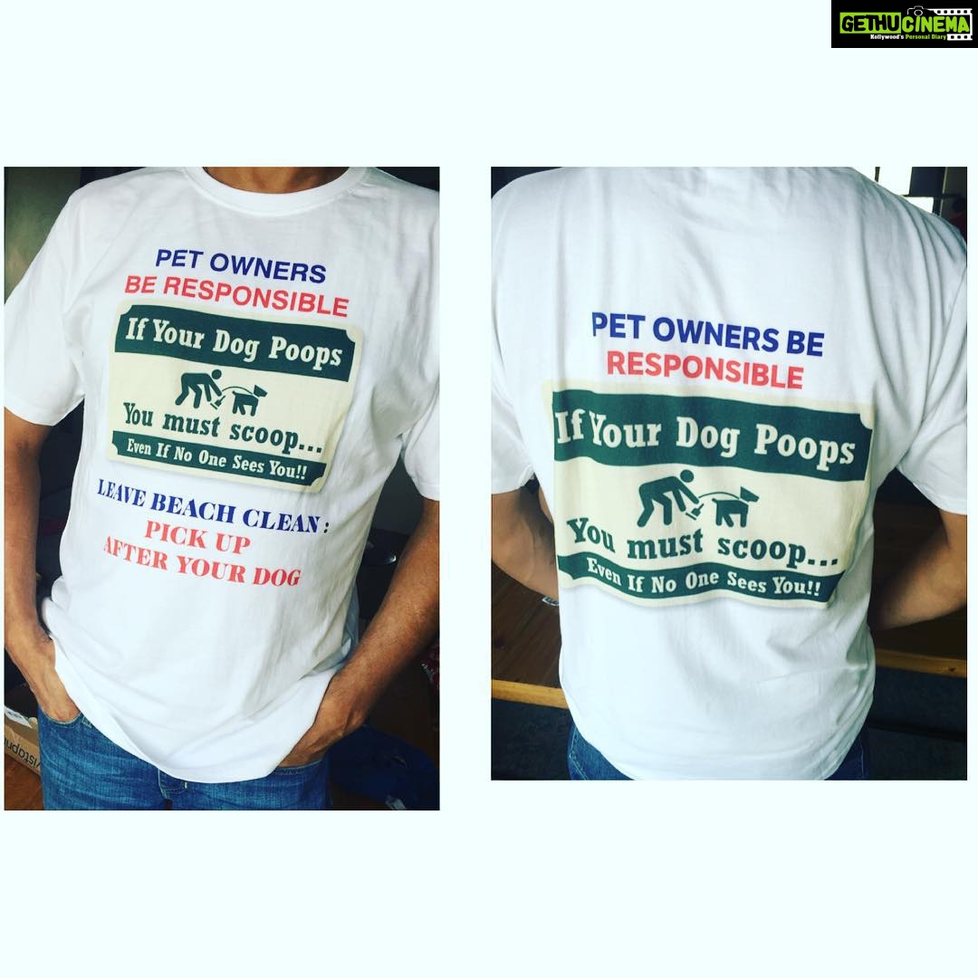 Anushka Sharma Instagram - So my parents walk our pet on the beach every morning... And fed up of ppl not having basic civic sense and responsibility towards their pets & environment he decided to make these t-shirts to make his point even after repeatedly asking ppl to do the needful . True love towards pet is to look after them in every way . #ScoopThePoop #PAWsitive