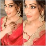 Bipasha Basu Instagram - Diwali party ready ❤️ In my favourite colour ❤️ Outfit @pallavijaipur Jewellery @tyaanijewellery Potli @lovetobag Styled by @eshaamiin1 Mua @Kapil bhalla_ Hair @kaushal9dsouza