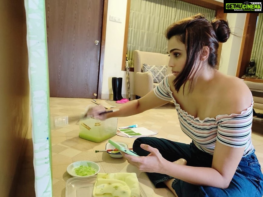 Daisy Shah Instagram - Weekend therapy! Any guesses what the painting is about? 🎨 . . . . #colors #painting #daisyshah