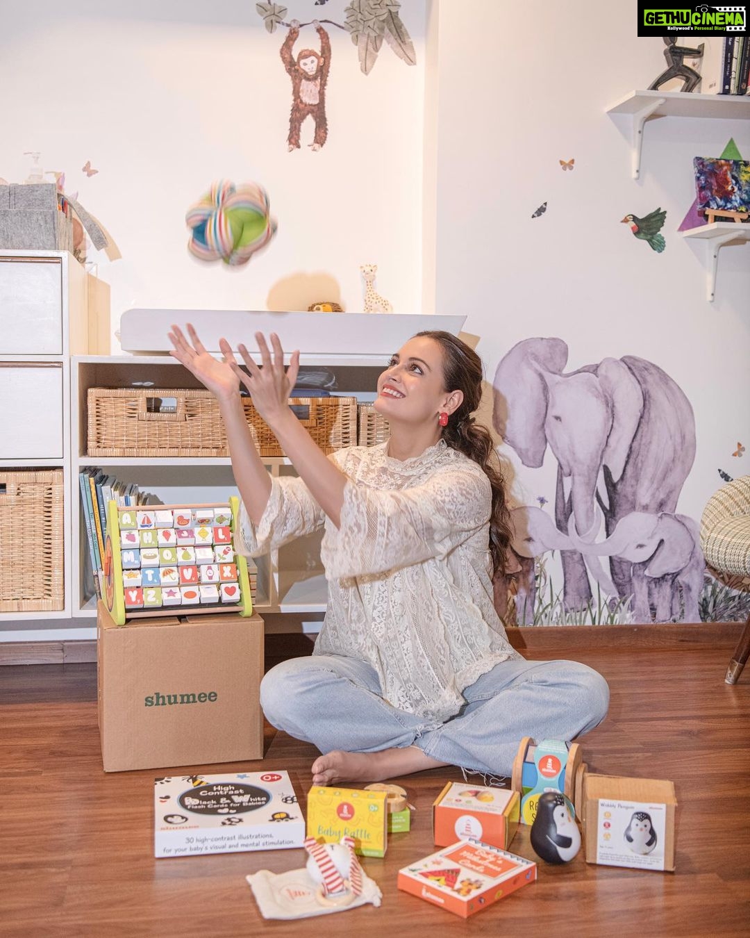 Dia Mirza Instagram - As a mom, I am always looking for products that are safe, mean no harm to the environment and are made from a mother's perspective. I especially look for toys that involve more play! We seem to have taken the real fun out of children’s toys, making most of them primarily educational and flooded our homes with plastic 🤯 Which is why I admire and appreciate @shumeetoys. These toys are built on the pillar of sustainability and give back to local artisans. They also enable my son to achieve development milestones while at play! Proud to be a member of the #playwithshumee family 🌏✅🐯🦋🐘🦚🌳 #Dia❤️shumee #indiantoybrands #woodentoys #sustainableplay #madeindia #vocalforlocal India