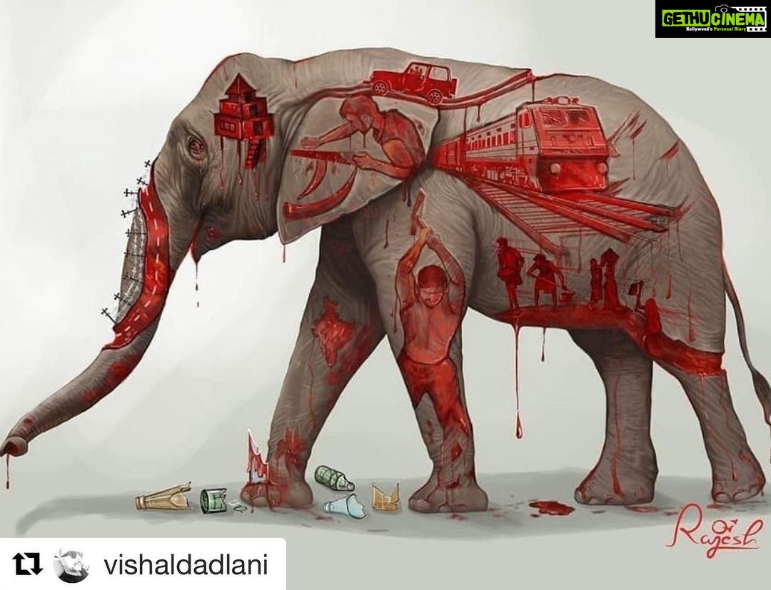 Dia Mirza Instagram - #Repost @vishaldadlani with @get_repost ・・・ Ek train haathi se takraaya, Haathi bechara mar gaya. Hum sabne shok jataaya, phir Ek aur jungal ujad gaya. Na pedh raha koi baaqi, Havaa mein zeher bhar gaya. Vikas ka jumla dohra ke Koi sarva-vinaash hi kar gaya. Yaaron ko zameen joh deni thhi, Lo, aaj #Aarey ukhad gaya. Ek train haathi se takraaya, Ek aur jungal ujad gaya. #SaveAarey #AareyForest #SaveAareyForest #ClimateAction #ActNow