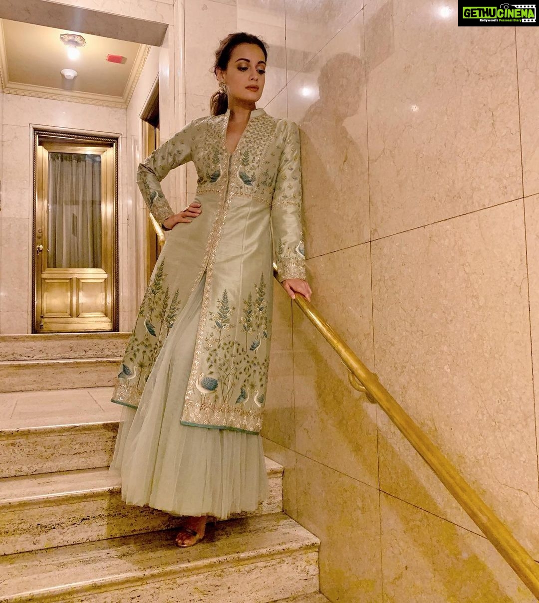 Dia Mirza Instagram - For the #EarthChamps awards I wore one of @anitadongre’s garment’s which is a part of their limited edition Pichhwai collection and has been hand painted by a master craftsman from Rajasthan. The thought behind this line was to use the heritage art of Pichhwai and amalgamate it with contemporary fashion, thereby creating a new opportunity for the craft and it’s maker. Perusing meaning over material. #SustainableFashion #FlashBackFriday #seekthestorybehindthegarment #ActNow #ClimateAction #SDGs Styled by @theiatekchandaney New York, New York