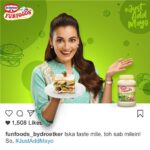 Dia Mirza Instagram – Want to Delight your family with mouth-watering food like this? All you need to do is #JustAddMayo! Transform veggies into a delicious Exotic Club Sandwich with Veg Mayonnaise from @funfoods_bydroetker and enjoy with everyone at home ❤️ ​