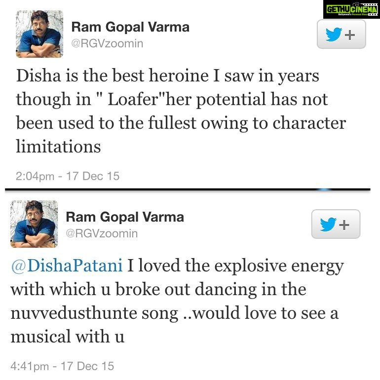 Disha Patani Instagram - Thanks for such sweet words rgv sir 🙏🙏🙏🌺🌺🌺🌺❤️❤️❤️🌺❤️ #loafer feeling blessed ❤️❤️