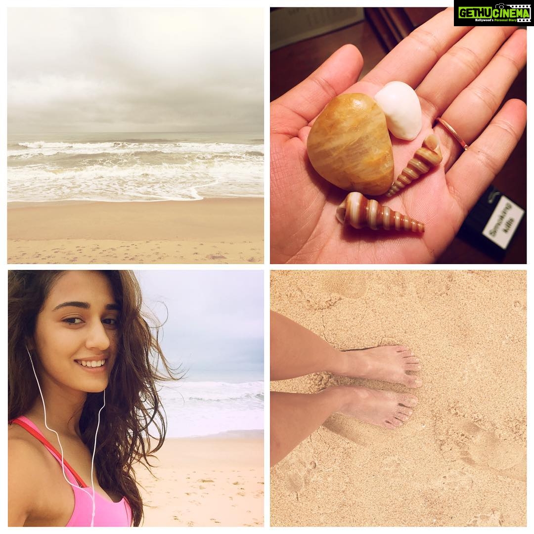 Disha Patani Instagram - Mornings#beach#running#barefoot#feelthesand#collectshells#beauty#rain#water#lovestruck❤️😍