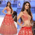 Disha Patani Instagram - @kalkifashion 🌸🌸 #KALKIAthena Thank you @kalkifashion for the show! In love with this melon pink lehenga😍 what a graceful bridal collections Had a great time 🌸 #kalkishowstopper #Showtime