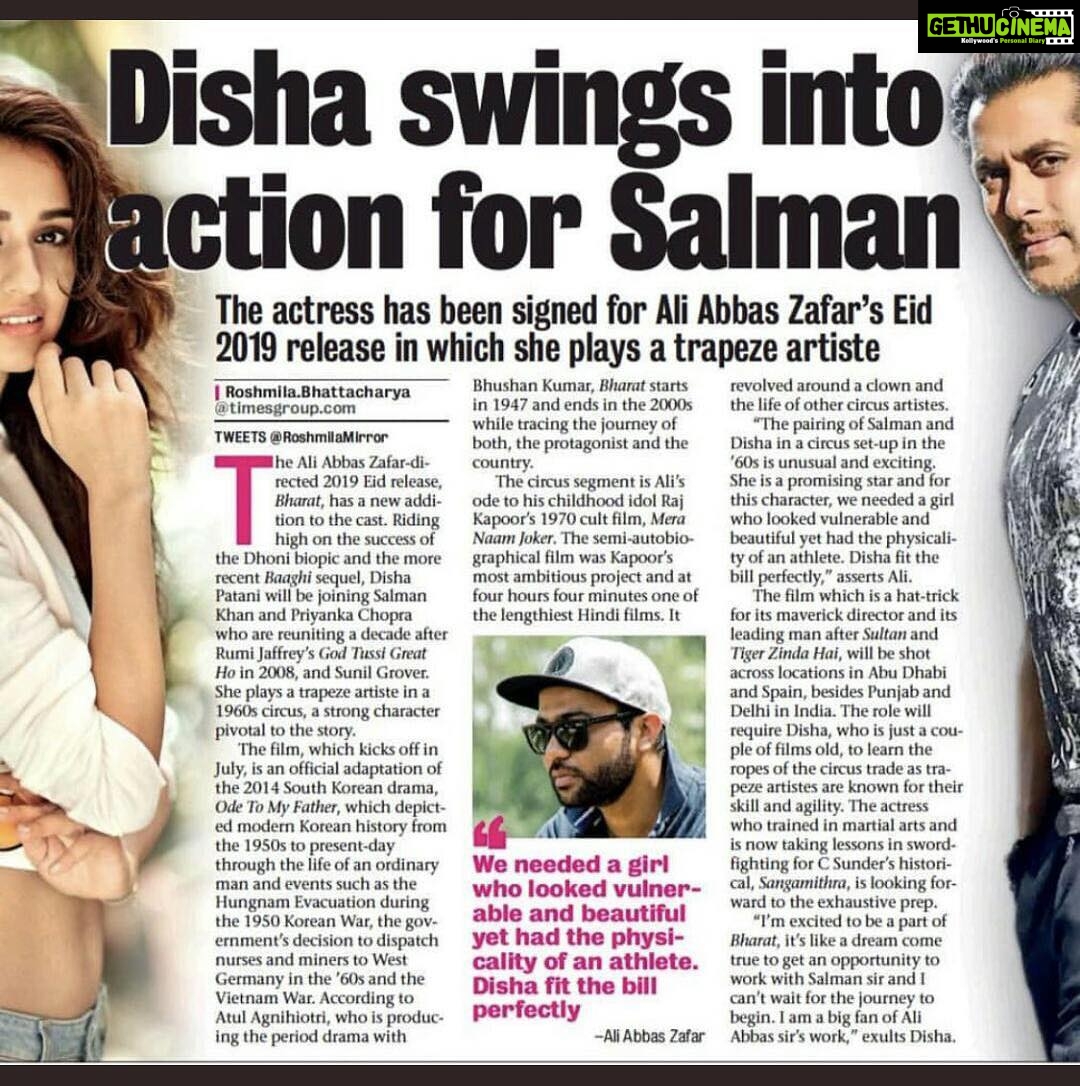 Disha Patani Instagram - Looking forward to step into the shoes of a #TrapezeArtiste .. Thank you for this challenge @beingsalmankhan @aliabbaszafar @atulreellife @priyankachopra #Bharat it is!!
