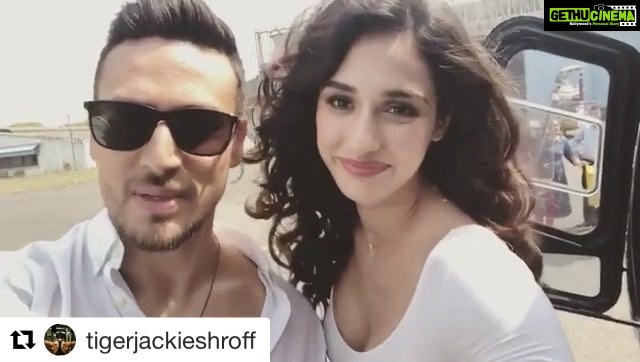 Disha Patani Instagram - #Repost @tigerjackieshroff with @get_repost ・・・ Omw!!! Can’t wait to see all you Baaghis! 😊❤️ #Baaghi2Trailer #Launch🚀 #🚁 #Baaghi2 @dishapatani #SajidNadiadwala @khan_ahmedasas @nadiadwalagrandson @foxstarhindi @tseries.official