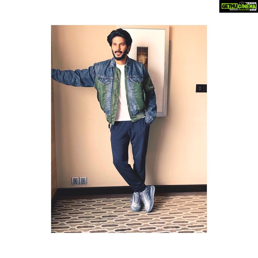 Dulquer Salmaan Instagram - Ah so comfy !! #breakfromformals #sportingitup #poser #asusualtrying #theresonlysomanyposes #brainstopsworking #needmoreposes Jacket : @levis_in @levis T shirt : @bhaane Tracks : @hm Shoes : @nike Styled by : @abhilashatd Assisted by : @dipteeagarwal