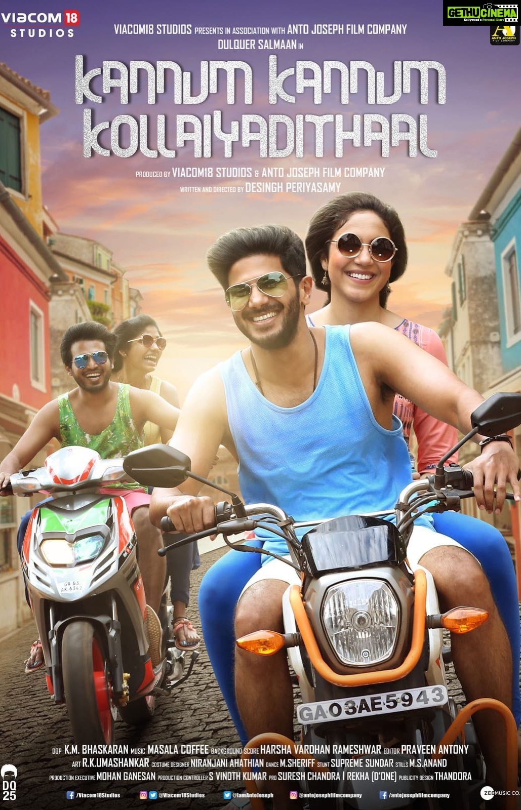 Dulquer Salmaan Instagram - Join us as we take you on a roller coaster ride of emotions. Where love becomes life and life... watch the trailer to know! #KannumKannumKollaiyadithaal #KKKTrailer http://bit.ly/KKKTrailer @riturv @RakshanVJ @Niranjani_Nini @Viacom18Studios @IamAntoJoseph @_Vinothkumar_S @desingh_dp @andhareajit @masala_coffee @editorpraveen @rameejazz1 @iambhaskaran @ZeeMusicCompany @DoneChannel1 @CtcMediaboy