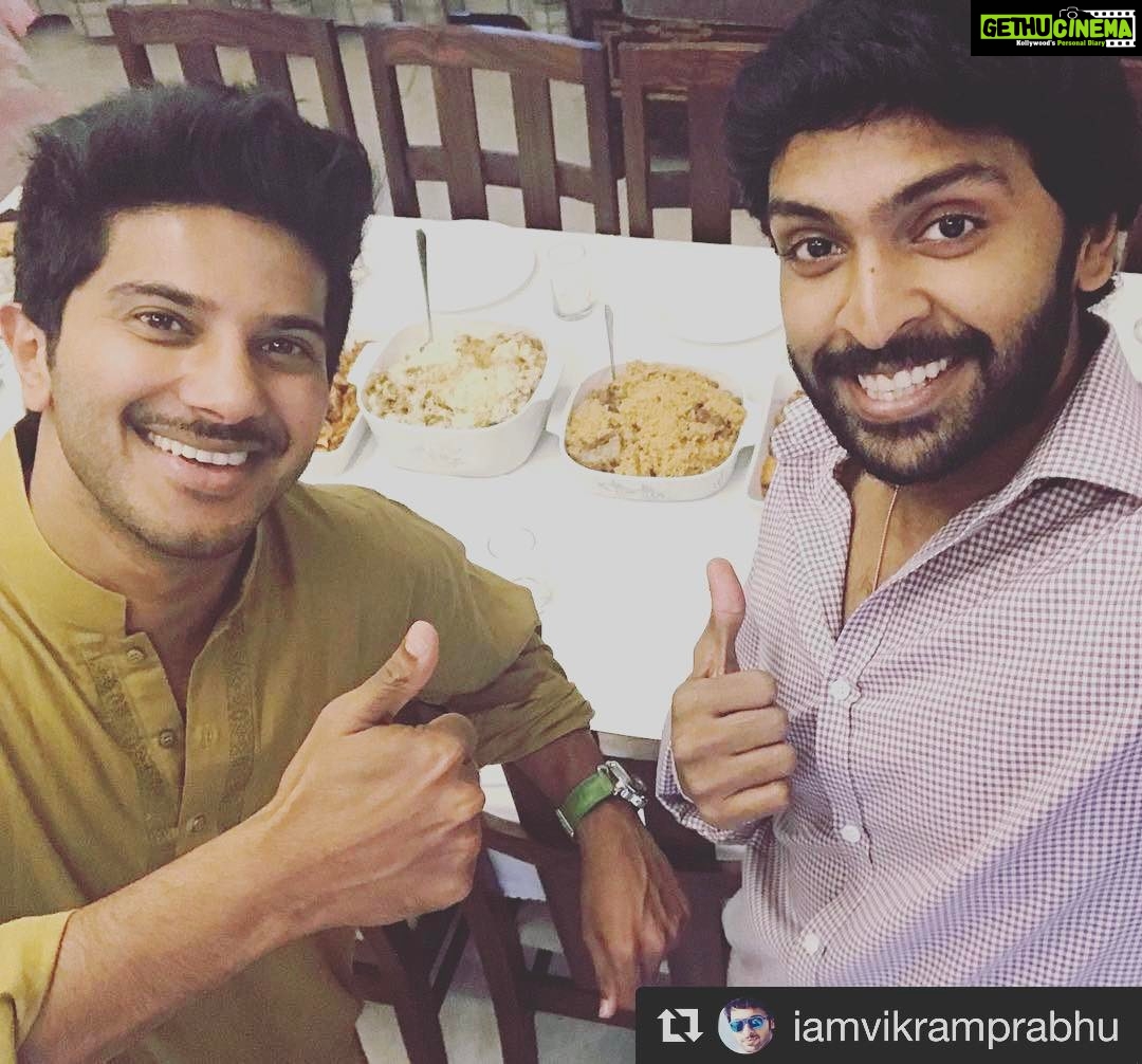 Dulquer Salmaan Instagram - When friends like family are over for Eid Biryani ! Maryam had all her uncles and aunties and brothers and sisters visiting today ! @iamvikramprabhu love the pic 😘😘 #Repost @iamvikramprabhu with @repostapp ・・・ Celebrating Eid😁 Hungry for some #Biryani #FamilyTime #Machi 👍😄