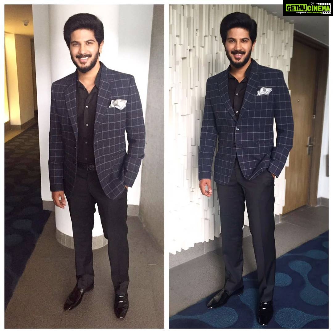 Dulquer Salmaan Instagram - Had a great time in Hyderabad today promoting '100 Days of Love' - telugu. Was great fun seeing Nithya after ages and super sweet of my little brother Akhil Akkineni to come and be a part of one interview. Thanks bro for all the love and warmth and wishing Abhishek Pictures and Venkat and everyone involved all the very best for release day, on the 26th August. Many thanks to the telugu media and the people of Andhra and Telengana for always being warm and welcoming!! ππ Wearing @anasdokadia Styled by @kalyanidesai