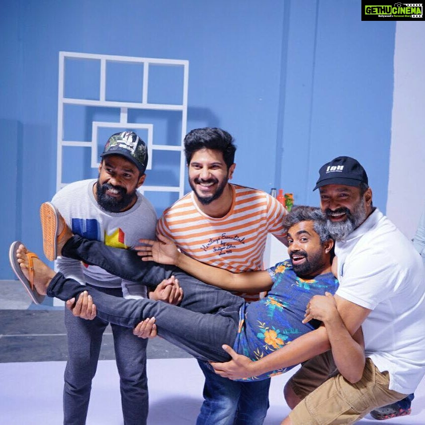 Dulquer Salmaan Instagram - Clowning around! The littlest one is always tossed around! #thisishowweshoot #friendslikefamily #workhardplayhard
