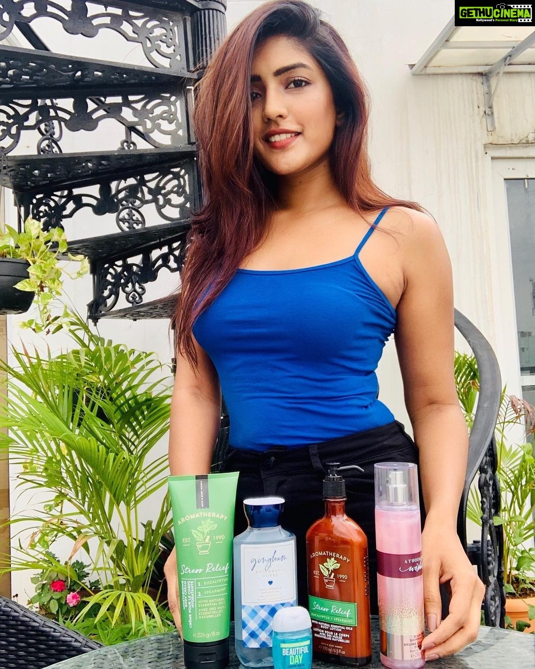 Eesha Rebba Instagram - 💙 Monsoons are round the corner!! I m all here to prep my skin by following a regimen that leaves my skin nourished and smelling good. I got my hands on my favourite fragrance brand @bathandbodyworksindia from their online store and there is no better time to stock up on your must have essentials. An array of products like body lotion, body mist, body cream, shower gel etc. to choose from, Bath and Body Works will definitely leave us smelling amazing this monsoon. Here is a discount code BBW01 that will give you additional 5% off on your purchase. Valid till 30th June.#bathandbodyworksindia #Smell Happy #feelhappy