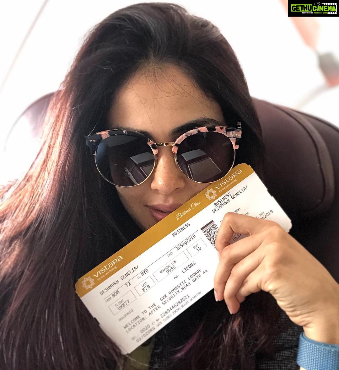 Genelia D'Souza Instagram - Flying to my happy place ✈️✈️✈️ guess where ???
