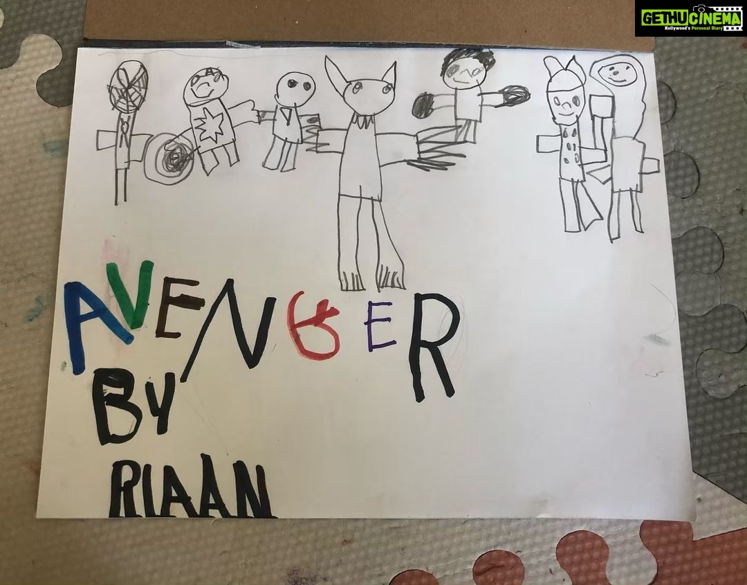 Genelia D'Souza Instagram - The Best Poster I have ever seen... I know I’m the mum but that’s what’s mums are for I guess..#mybabyboy #avengers #childrenarespecial
