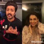 Genelia D'Souza Instagram - Goofing around with my favourite person Check this out #BlowdryerChallenge ：#musicallyindia #DuetWithMe @riteishd #lovethissong @musical.lyindiaofficial Download musical.ly app and check my videos!