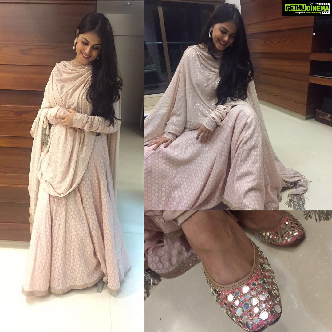 Genelia D'Souza Instagram - Dressed up for Eid in @rimple_harpreet_narula, jet gems jewellery and the adorable @fizzygoblet shoes.. Thank u for the gifts
