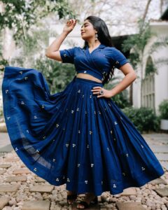 Gouri G Kishan Instagram - Mood Indigo at #Master promotions 

Styled by @shruthimanjari 
MUA by @mag_makeovers 
Photography by @nirveshmadhav 
Couture by @aaral___ 
Accessories by @abhilasha_pret_jewelry