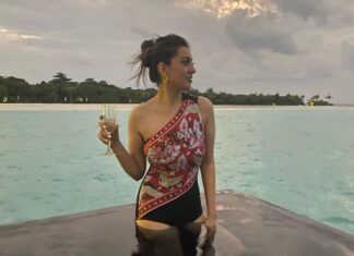 Hansika Motwani Instagram - Every sunset brings the promise of a new dawn! Looking forward to a brighter tomorrow🌅💛 #Sunset #nature #makingmoments #throwback to #maldives