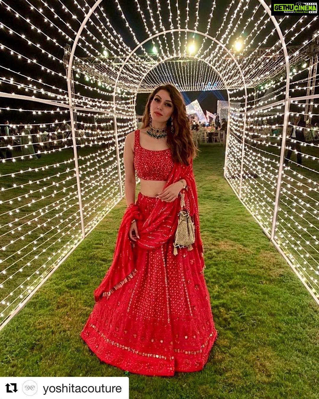 Hansika Motwani Instagram - #Repost @yoshitacouture with @get_repost ・・・ Actress Hansika Motwani in a custom made, Yoshita Couture Red Chikankari Lehenga for a friend’s Wedding. @ihansika . . #lehenga #chikankari #lucknow #madeinindia #wedding #indianfashiondesigners