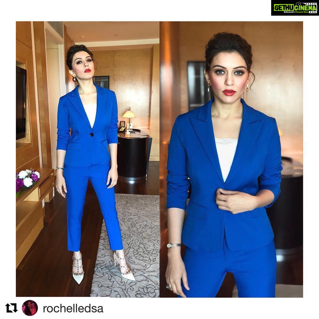 Hansika Motwani Instagram - #Repost @rochelledsa with @get_repost ・・・ Suit Up 💥 @ihansika • @maisonvalentino • @mirakinofficial • @appapop !! #Ootd #EventReady #Chennai