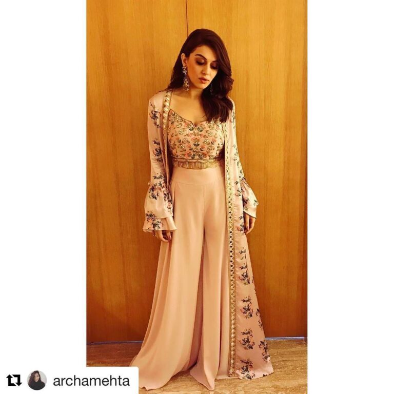 Hansika Motwani Instagram - #Repost @archamehta (@get_repost) ・・・ @ihansika pretty pretty in @riddhima_kollare and Silver by @minerali_store for her movie launch today in Chennai.. Hair by @ashwini_hairstylist Makeup by @makeupbyafsar #florallove #hansikamotwani