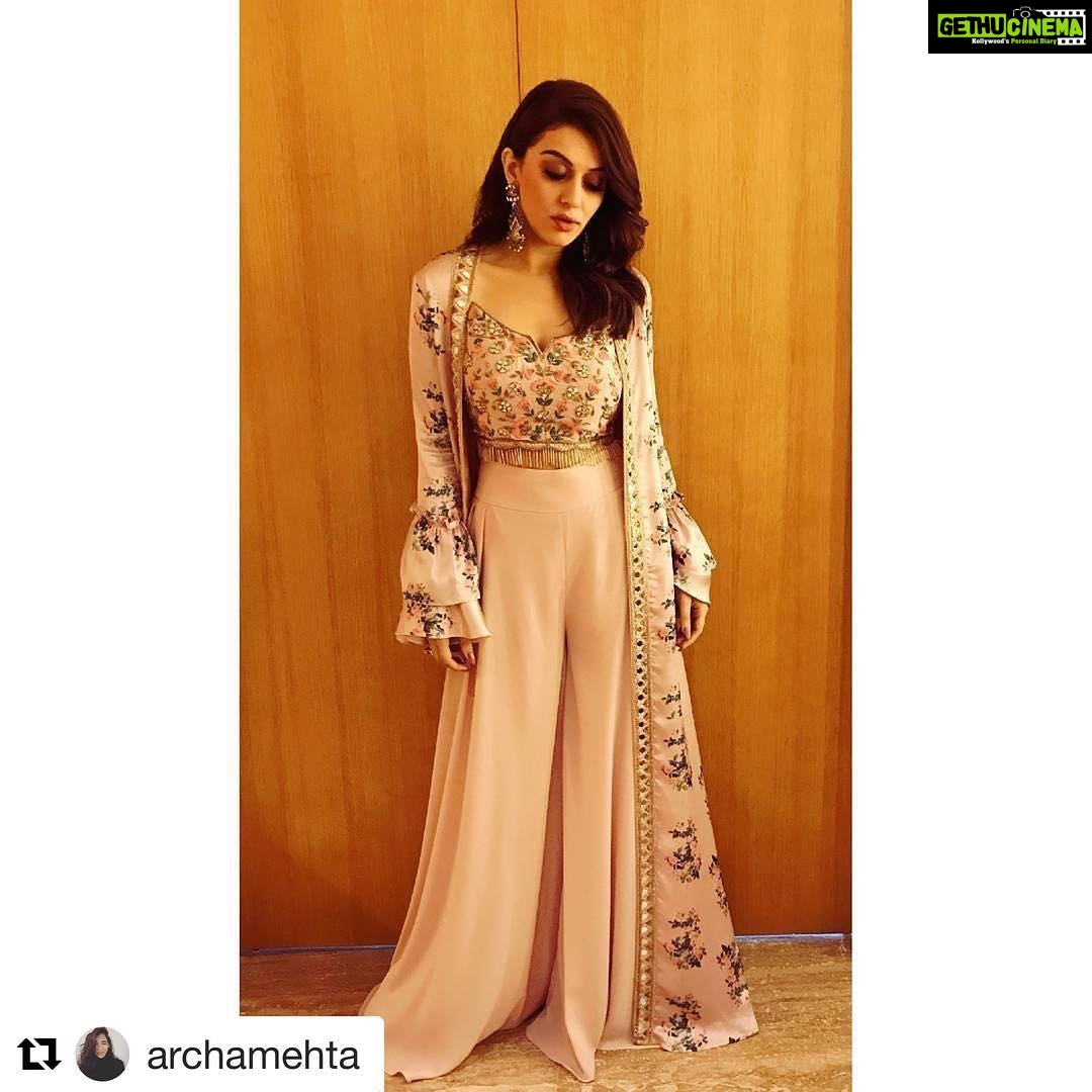 Hansika Motwani Instagram - #Repost @archamehta (@get_repost) ・・・ @ihansika pretty pretty in @riddhima_kollare and Silver by @minerali_store for her movie launch today in Chennai.. Hair by @ashwini_hairstylist Makeup by @makeupbyafsar #florallove #hansikamotwani