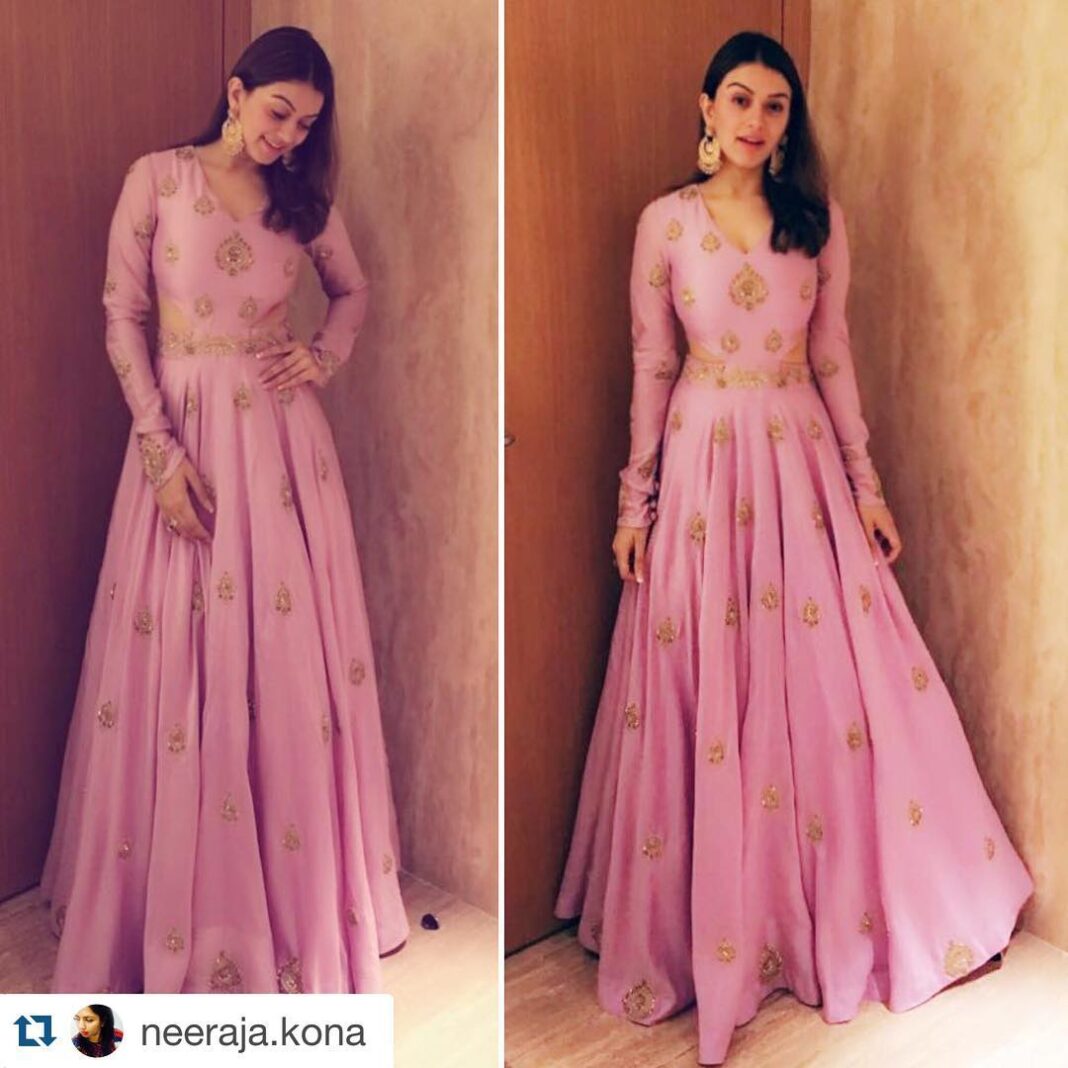 Hansika Motwani Instagram - #Repost @neeraja.kona with @repostapp. ・・・ @ihansika looking lovely in @shilpareddy217 & @amrapalijewels for K S Ravi Kumars daughters wedding #lavenderlove💜