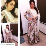 Hansika Motwani Instagram - #Repost @eshaamiin with @repostapp. ・・・ @ihansika in a floral anarkali by #peppermintdiva_by_deepalishah and @curiocottagejewelry film promotions @eshaamiin styling #aranmanai2