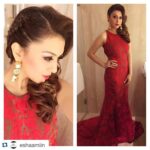 Hansika Motwani Instagram - #Repost @eshaamiin with @repostapp. ・・・ Lady in red @ihansika @hansikamotwani killing it @behindwood awards in @mayyurgirotra and @curiocottage Jewllry @styled by @eshaamiin @eshaamiinlabel