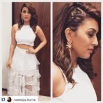 Hansika Motwani Instagram - #Repost @neeraja.kona with @repostapp. ・・・ Pretty in white! @ihansika in @madison_onpeddar & Ornamas earrings for promotions of Romeo & Juliet #day4
