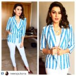 Hansika Motwani Instagram – #Repost @neeraja.kona with @repostapp.
・・・
@ihansika looking super chic in @madison_onpeddar for promotions of Romeo Juliet 🎽💙💎