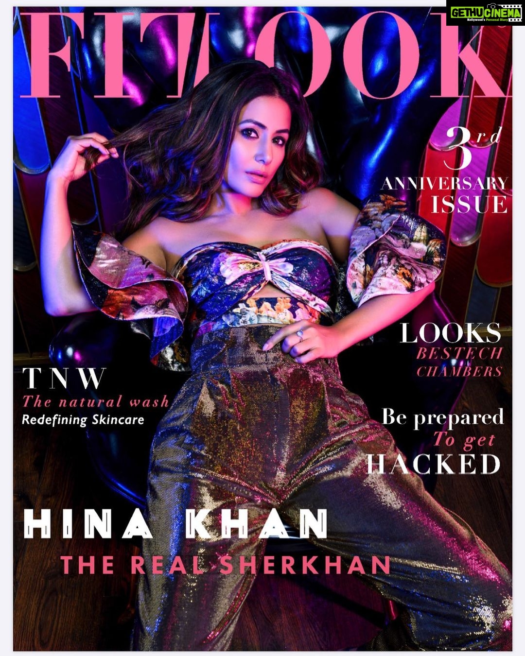 Hina Khan Instagram - Cover girl for @fitlookmagazine ‘s 3rd anniversary issue Founder @mohit.kathuria1987 Shot by @praveenbhat Stylist @sayali_vidya Look by @seemakhan76official MUA @sachinmakeupartist Hairstylist @sayedsaba Dragonfly Experience Mumbai