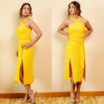 Hina Khan Instagram – Sunshine 🌞
Dress by @lavishalice
Heels by @eridani.in
earrings by @hyperbole_accessories
Ring by @aquamarine_jewellery
Styled by @sayali_vidya
MUA @sachinmakeupartist 
Hair stylist @sayedsaba 📸 @pawanraikwar