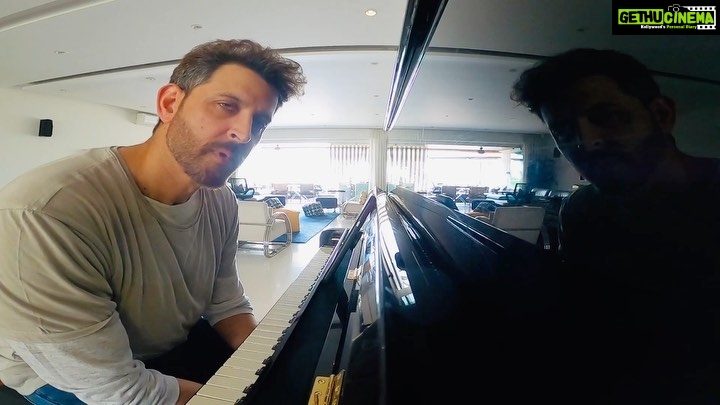 Hrithik Roshan Instagram - Inspired by the 21 day learning challenge by Vedantu (and my little pianists at home). . So Iโm on mission piano. ๐น Ps: Great for activating both sides of the brain by the way. . Great initiative by Vedantu to spread the word on growth and learning. ๐ . #21dayLearningchallenge by @vedantu_learns. For Kids Grade 1 - 12 and those appearing for JEE & NEET. #onlinelearning #free . #keeplearning #keepgrowing #noexcuses #startnow #keepexploring #stayhome #staysafe . Photo bomb courtesy: Sussanne Khan. Currently surveying my home for design irregularities.
