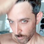 Hrithik Roshan Instagram - And it’s off . Well almost . Guess a beardo never really takes it all off.