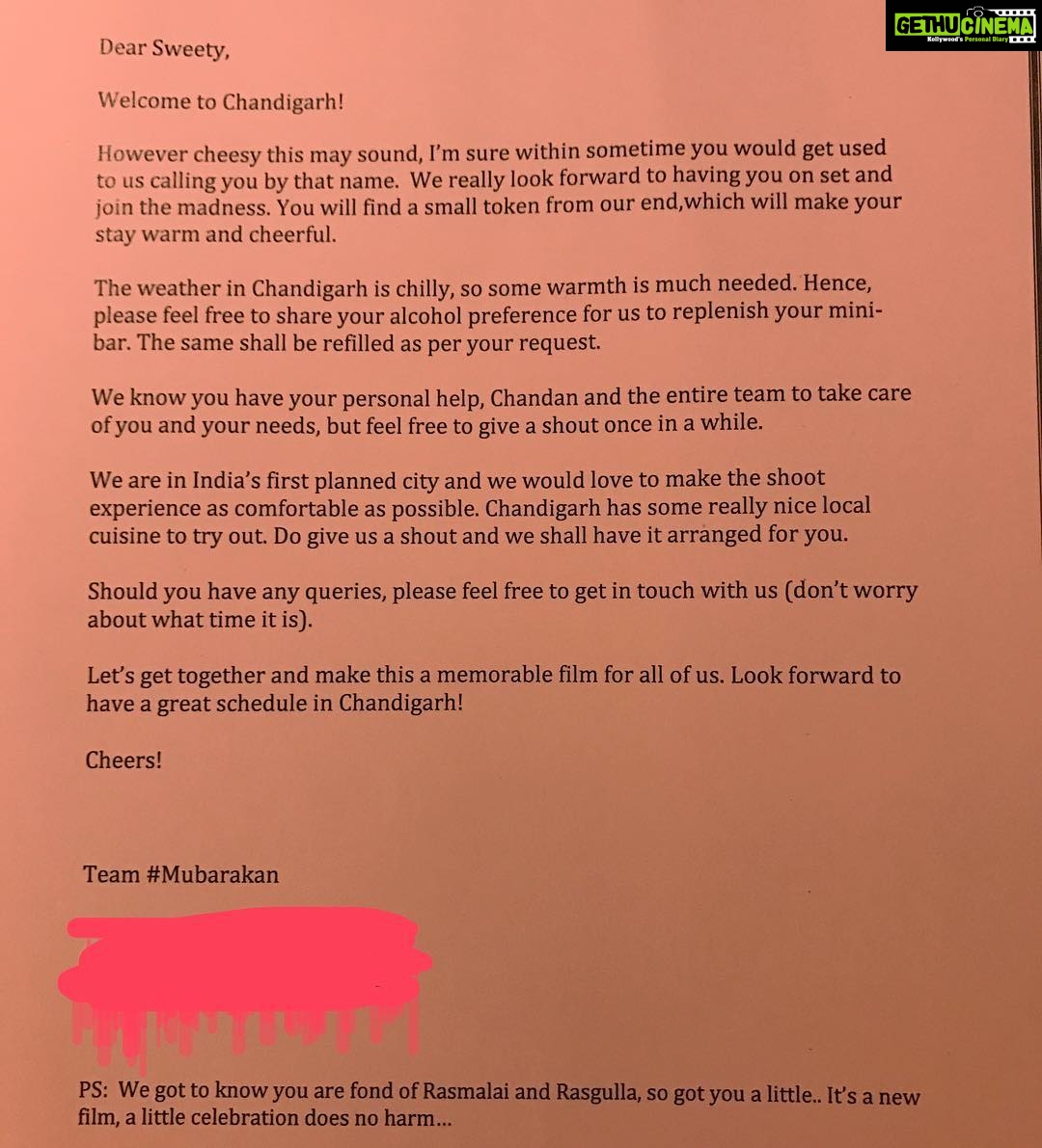 Ileana D'Cruz Instagram - In my 10 years of being an actor I think I've seen quite a lot but this lovely simple note is just another reminder that... what truly matters to me, is the little things ❤️ Team Mubarakan u guys ROCK!!! #mubarakan