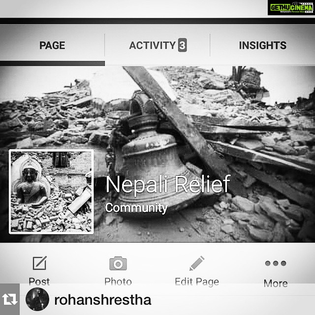 Ileana D'Cruz Instagram - #Repost @rohanshrestha
My Dear friends, I will be leaving for Nepal in the next 5 days with a team of 2 medics and a disaster management expert. Funds and relief are not reaching the right people as the epicentre is outside Kathmandu and the villages are stranded. We pledge to be doing ground relief work and I will email all of you back the details of where and how your donations have helped. Please visit my Facebook page and also would appreciate if you, my friends, could tweet about the page and donate whatever you can for the people of Nepal. The Address is www.facebook.com/nepalirelief All my love - Rohan Shrestha