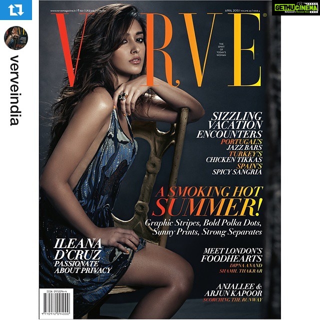 Ileana D'Cruz Instagram - This months issue of Verve India 😊 #Repost @verveindia
・・・
Cover girl Ileana D'Cruz (@ileana_official) turns the heat up in #Gucci for our smoking hot summer issue.