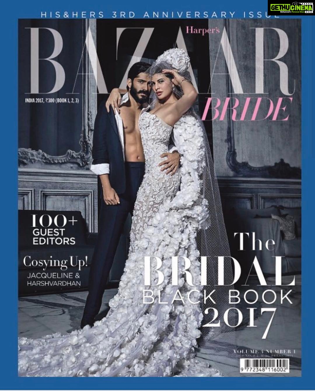 Jacqueline Fernandez Instagram - My latest @bazaarbridein cover marks the coming together of many wonderful things!! @rheakapoor's effortless style + @harshvardhankapoor's charms + this stunning showstopper from @ralphandrusso π°π½β¨#dying