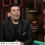 Jacqueline Fernandez Instagram - Love the suspicious then cute look you gave me @karanjohar and @s1dofficial thank you! No wait! You're welcome! No wait! Thank you... 😭 #koffeewithkaran had such a blast!!!