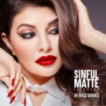 Jacqueline Fernandez Instagram - Sinful matte lipsticks ❤️❤️❤️ love this range!!! TAG ME in your @lovecolorbar matte lipstick range! Would love to see how creative you all can get!!! 💋💋💋