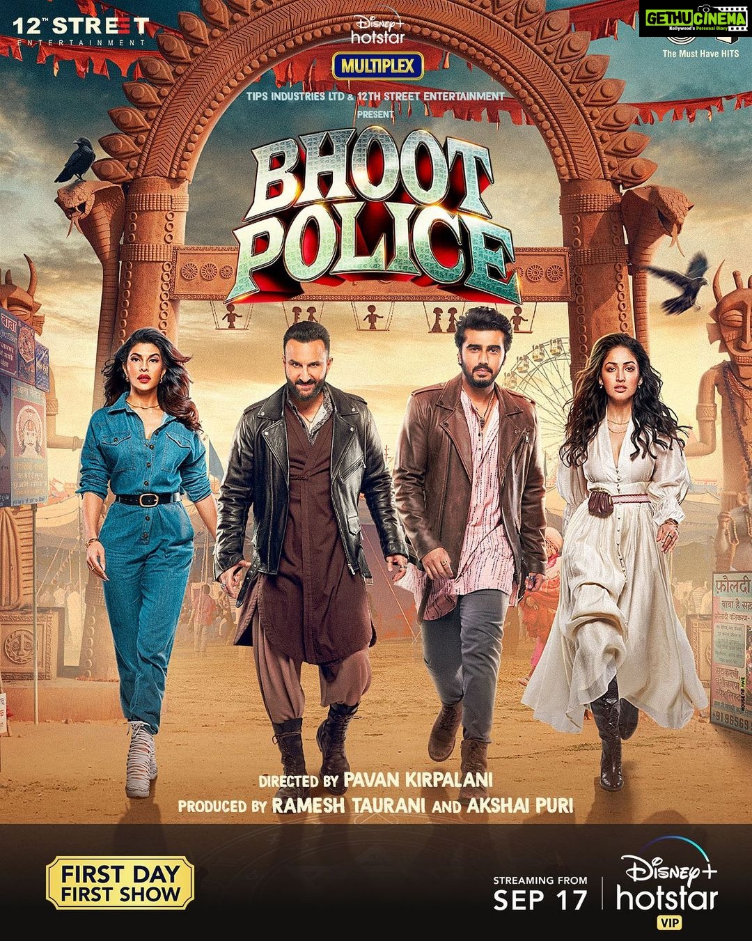 Jacqueline Fernandez Instagram - Jab zindagi bane haunted #BhootPolice are most wanted #BhootPolice trailer releasing tomorrow, stay tuned! @disneyplushotstarvip #DisneyplusHotstarMultiplex #SaifAliKhan @arjunkapoor @yamigautam @jaavedjaaferi @RameshTaurani @akshaipuri @pavankirpalani @jaya.taurani @tips @12thstreetentertainment_film @tipsfilmsofficial