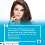 Jacqueline Fernandez Instagram - Thank you @oneyoungworld to be among these visionaries is such an honour! 🌈