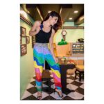 Jacqueline Fernandez Instagram - Stole me a piece of the rainbow 💜💙💚💛❤️ styled by @lakshmilehr @anaitashroffadajania 💄 @shaanmu 📸 @whiskeywomaniya Facebook Mumbai Office
