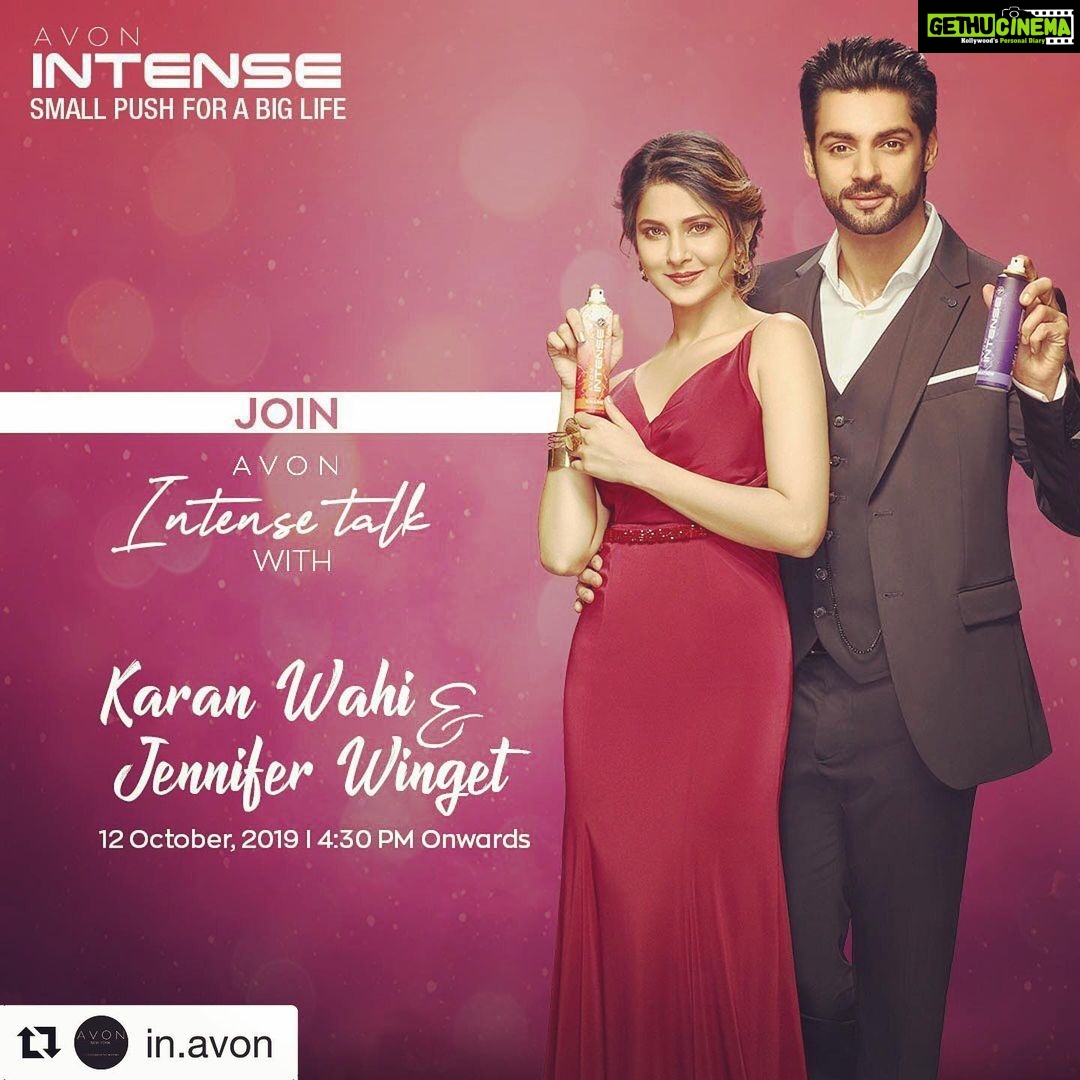 Jennifer Winget Instagram - #Repost @in.avon with @get_repost ・・・ Join the fun with Karan Wahi and Jennifer Winget as they get candid about their scent, and catch them sharing a laugh at handling funny-awkward situations. There’s more to ‘intense talk”! Don’t miss this conversation and watch it live on Avon India’s Facebook Page on 12th October, 2019, 4:30PM onwards.